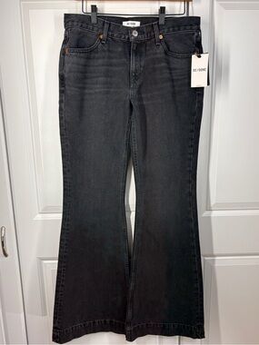 NWT RE/DONE Originals 70s Low Rise Bell Bottom Jeans Broken Black 27